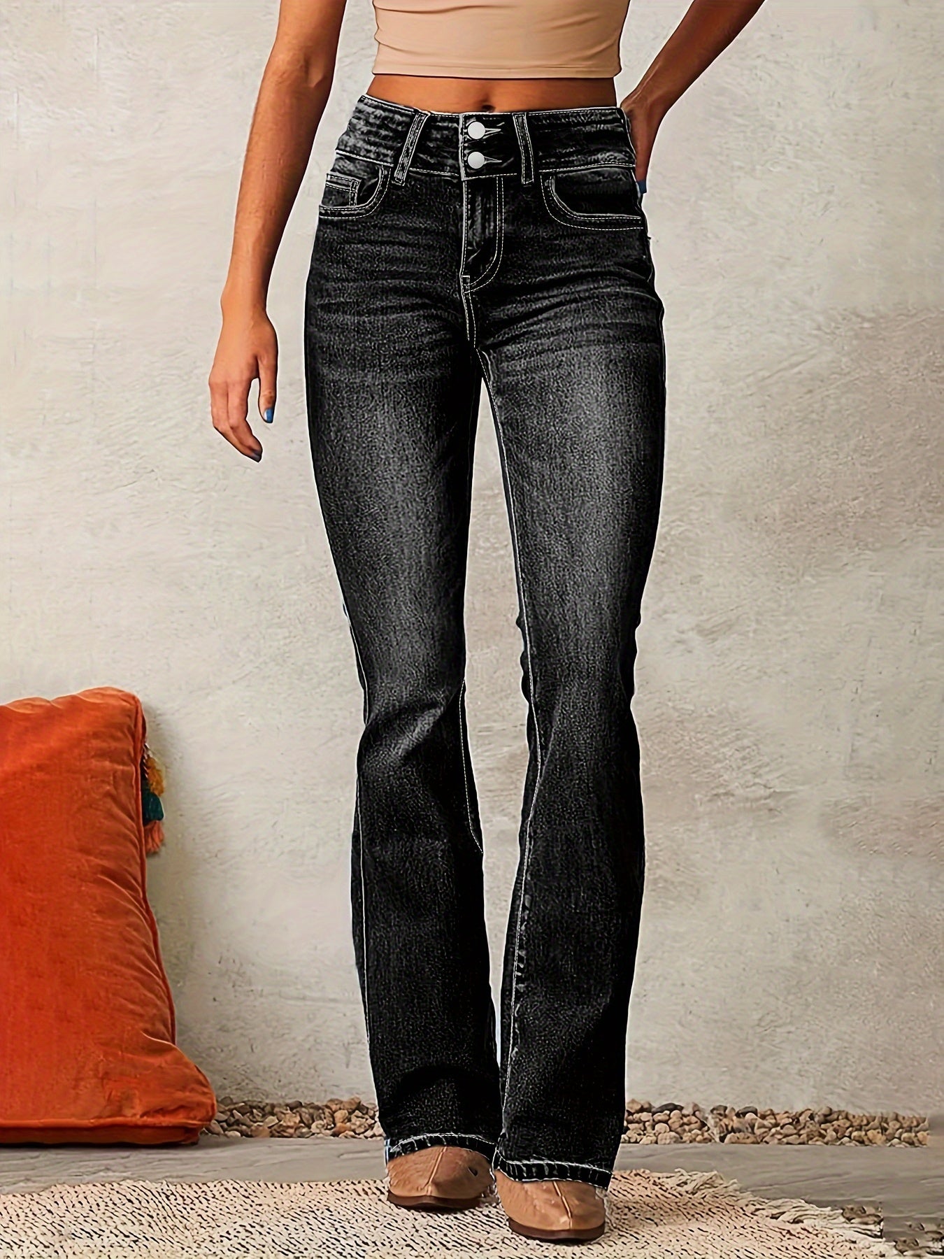 Pantalón Vaquero Mujer – Estilo Flare con Cintura Alta de Moda