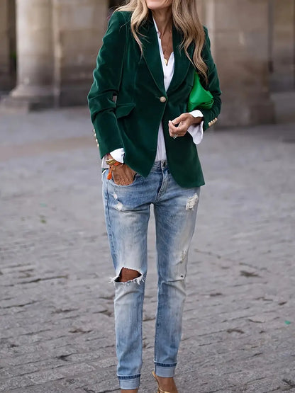 Saskia | Elegante blazer de terciopelo para señora
