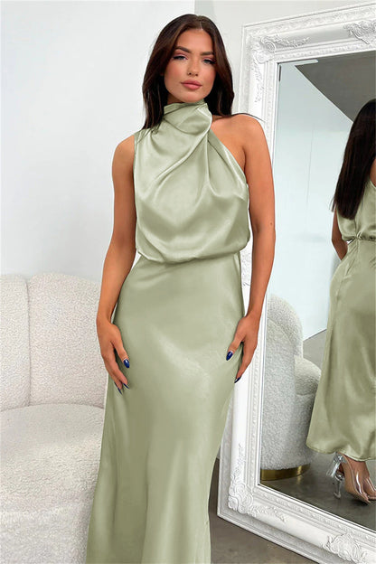 Vestido satinado femenino, cómodo y moderno