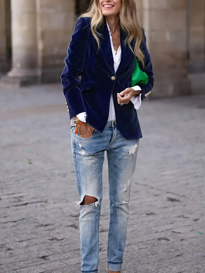 Saskia | Elegante blazer de terciopelo para señora