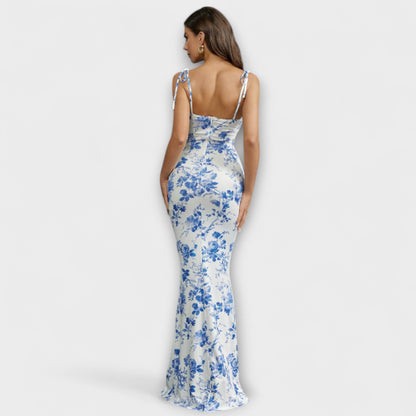 Miley | Vestido de fiesta con estampado floral y tirantes anudados