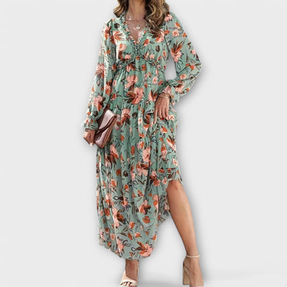 Stella | Maxi Vestido Floral Cuello en V