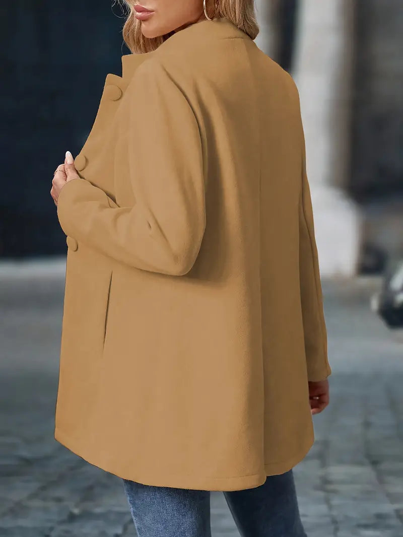 Chaqueta larga mujer invierno clásica con cierre de botones