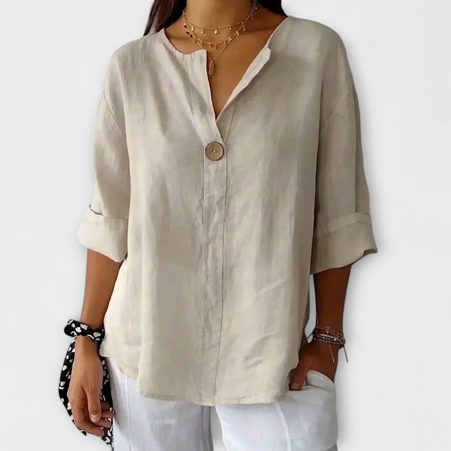 Leanne | Elegante blusa con cuello en V