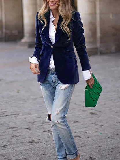 Saskia | Elegante blazer de terciopelo para señora
