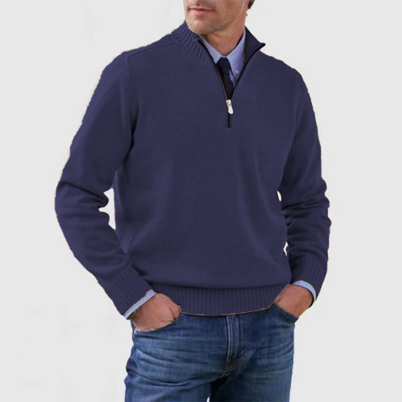Jersey de punto para hombre con cremallera corta