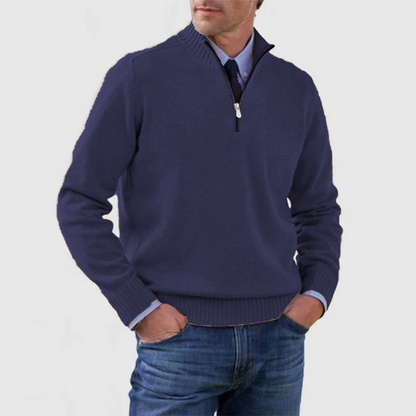 Jersey de punto para hombre con cremallera corta