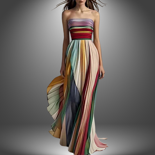 Liza | Maxivestido plisado de colores sin tirantes