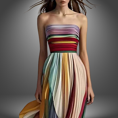 Liza | Maxivestido plisado de colores sin tirantes