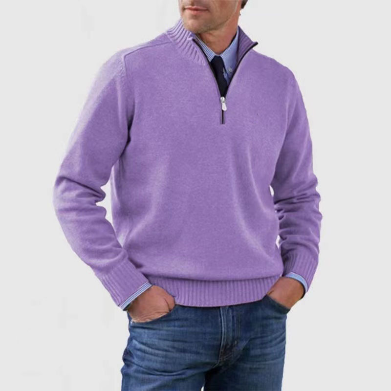 Jersey de punto para hombre con cremallera corta