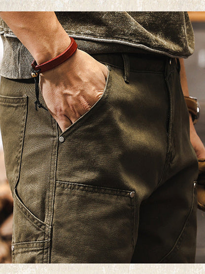 Pantalones utilitarios para hombre, diseño resistente con bolsillos reforzados y corte recto