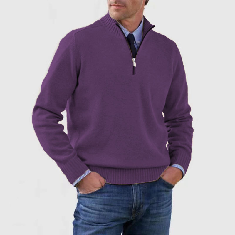 Jersey de punto para hombre con cremallera corta