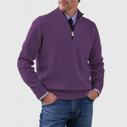 Jersey de punto para hombre con cremallera corta