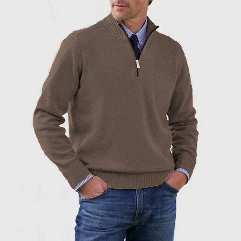 Jersey de punto para hombre con cremallera corta
