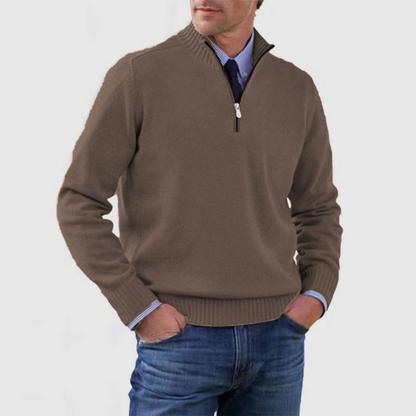Jersey de punto para hombre con cremallera corta