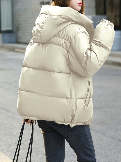 Chaqueta acolchada ligera para mujer – Chaqueta de plumón cálida para invierno con capucha