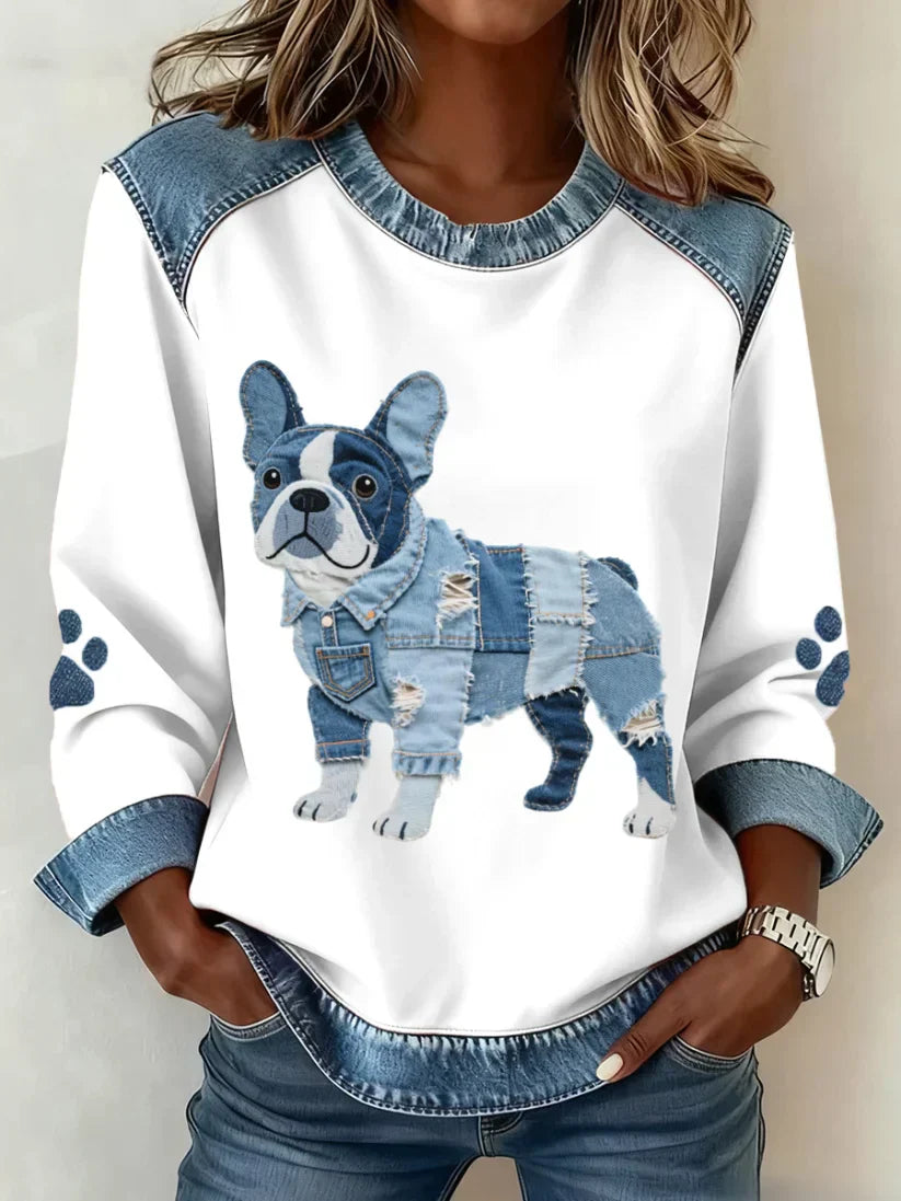 Sudadera para mujer con estampado de perro, cómoda y moderna