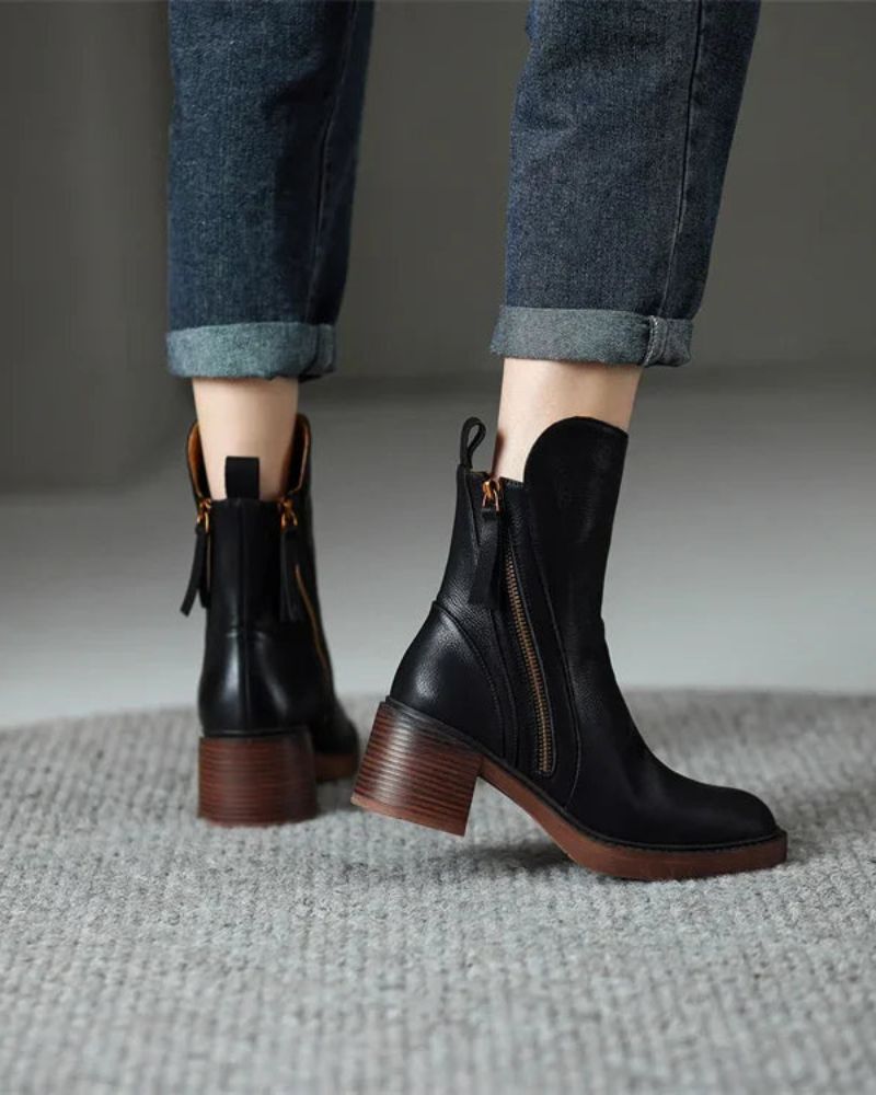 Calzado femenino botines de piel cómodo elegante paseo