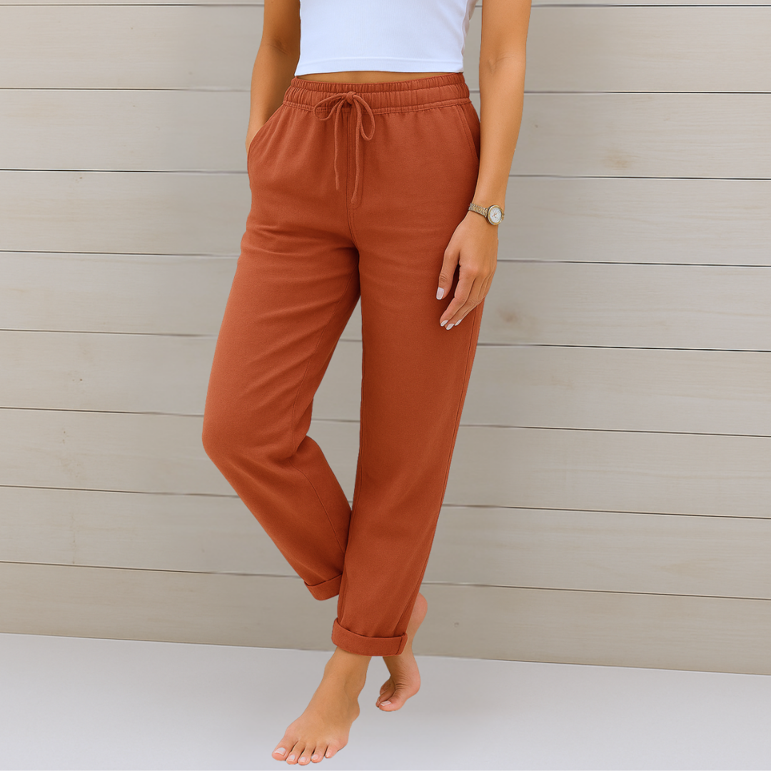 Olivia | Pantalón elástico de lino transpirable de primera calidad