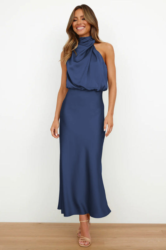 Vestido satinado femenino, cómodo y moderno