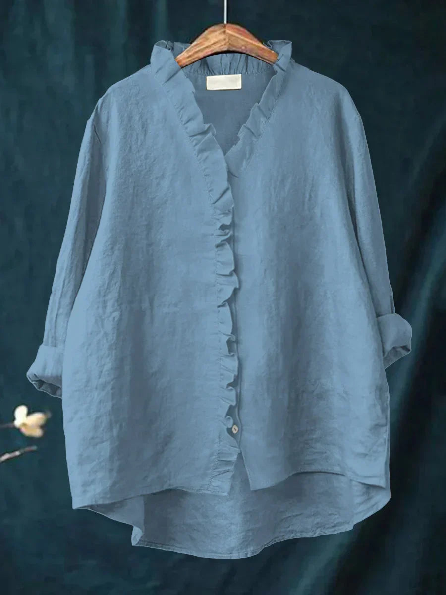 Rosie | Camisa Casual de Algodón y Lino con Volantes