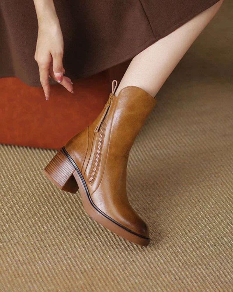 Calzado femenino botines de piel cómodo elegante paseo