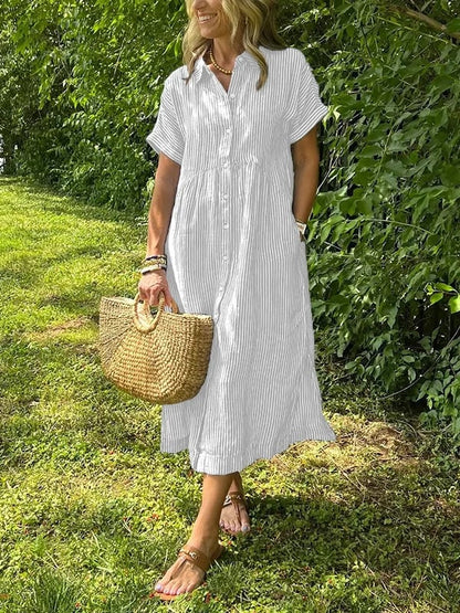 Elea | Vestido camisero a rayas con bolsillos