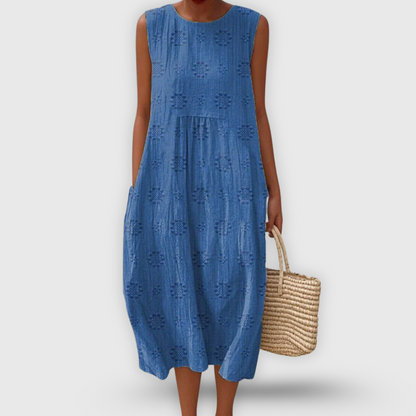 Jayda | Elegante vestido de algodón sin mangas con bolsillos