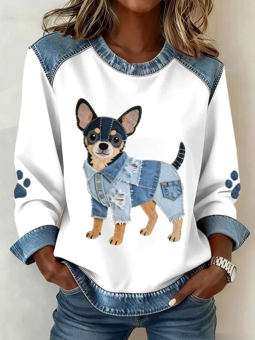 Sudadera para mujer con estampado de perro, cómoda y moderna