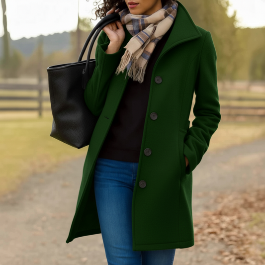 Chaqueta larga mujer clásica con botones moderna otoño