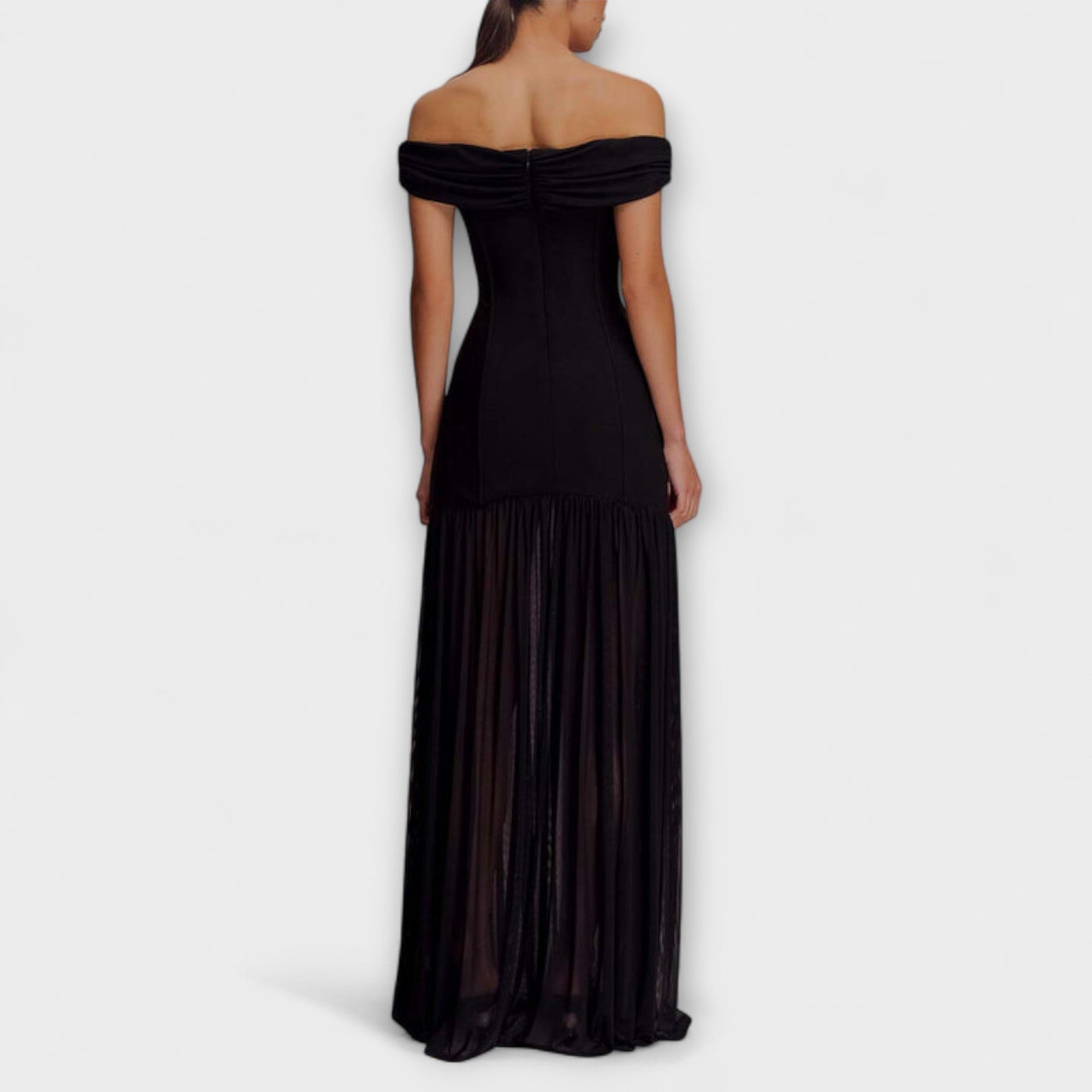 Lisa | Elegante vestido bodycon maxi sin tirantes con adornos florales