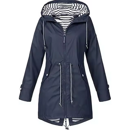 Chaqueta de invierno moderna para mujer: cómoda, con forro interior a rayas