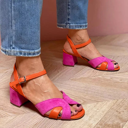 Sandalias Elegantes con Tacón Bajo – Colores Modernos