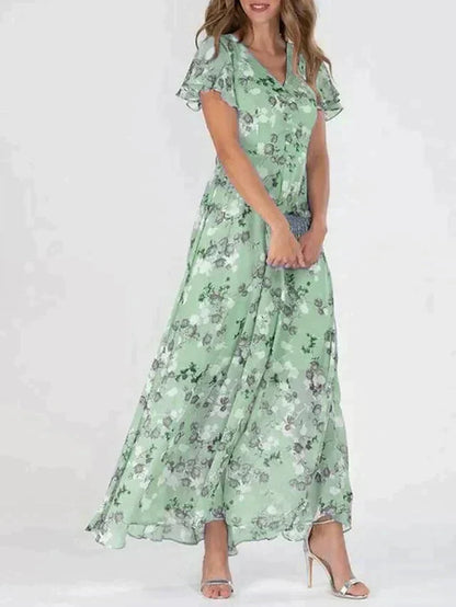 Adriana | Elegante maxivestido floral con cuello en V