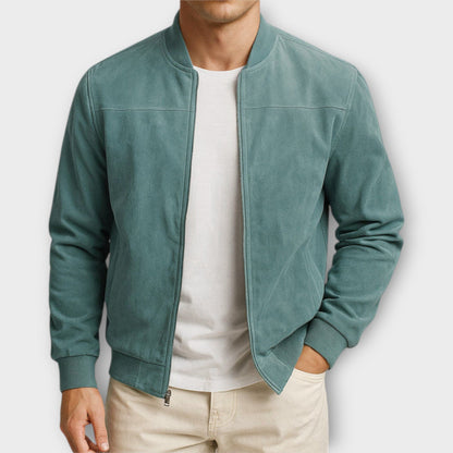 Chaqueta de cuero gamuzado para hombre, cómoda y sofisticada