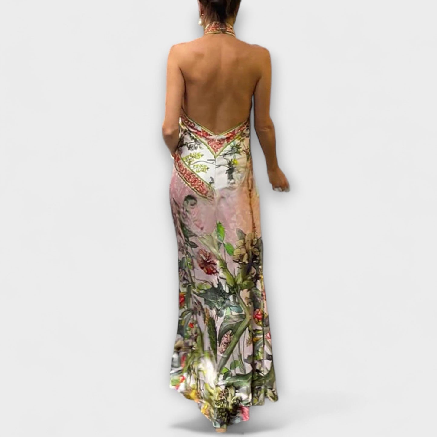 Abby | Vestido maxi con estampado floral y espalda abierta sin mangas