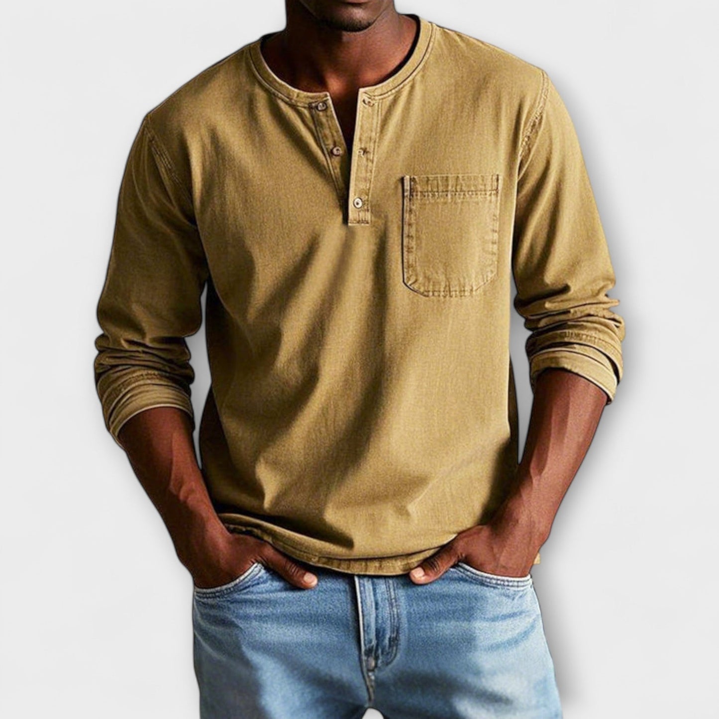 Camisa Casual Hombre – Manga Larga, Retro Chic y Versátil