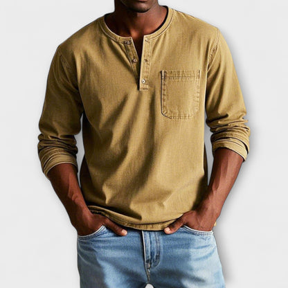 Camisa Casual Hombre – Manga Larga, Retro Chic y Versátil