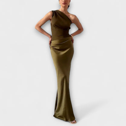 Lily | Elegante maxivestido plisado de un hombro