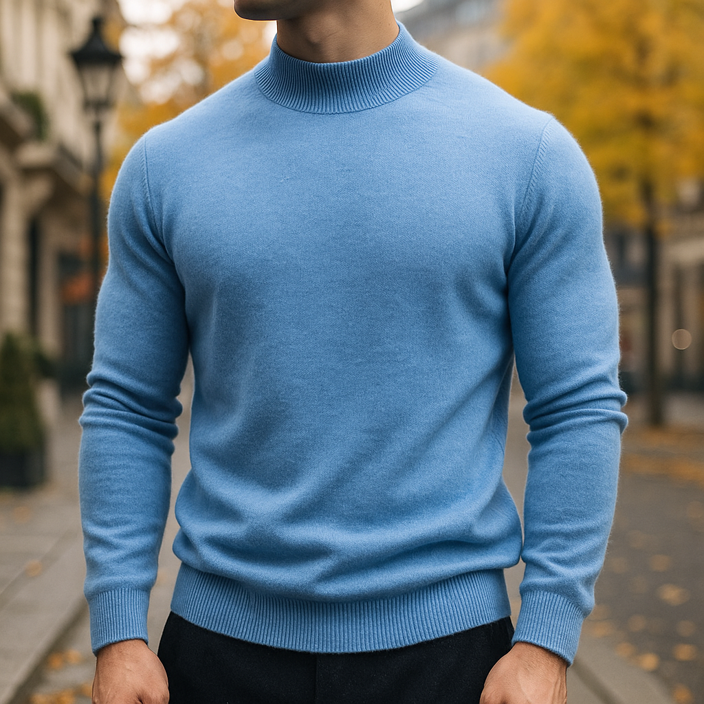 Jersey de merino para hombre, cuello alto y ajuste perfecto, ideal para mantener el calor