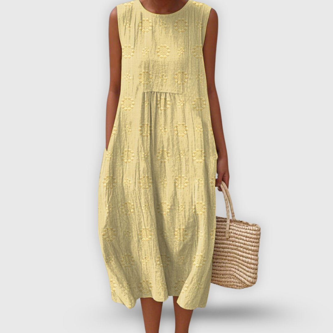 Jayda | Elegante vestido de algodón sin mangas con bolsillos