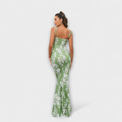 Miley | Vestido de fiesta con estampado floral y tirantes anudados