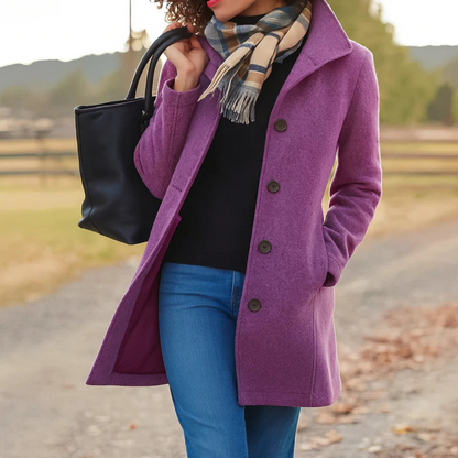 Chaqueta larga mujer clásica con botones moderna otoño