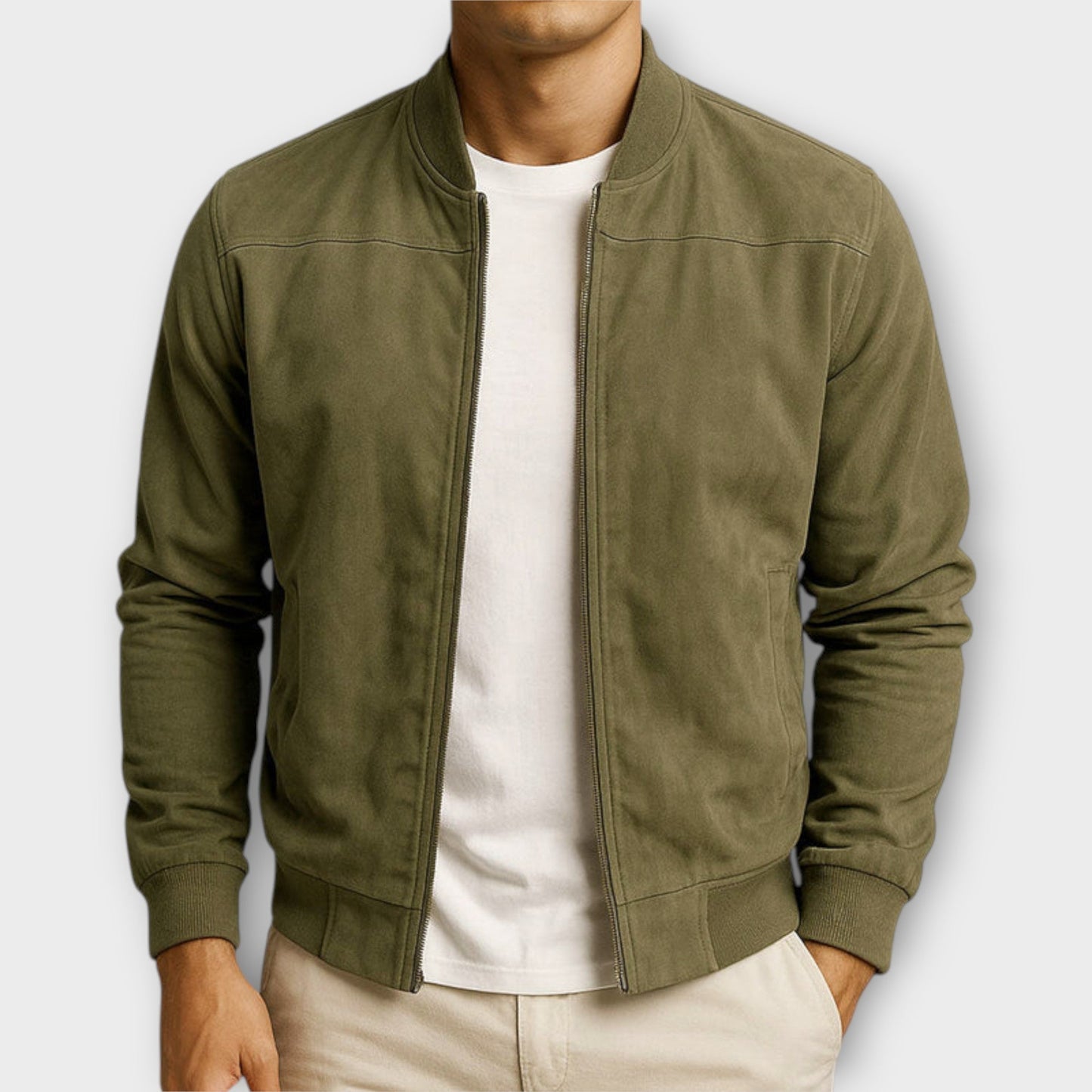 Chaqueta de cuero gamuzado para hombre, cómoda y sofisticada