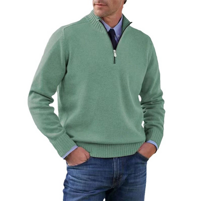 Jersey de punto para hombre con cremallera corta