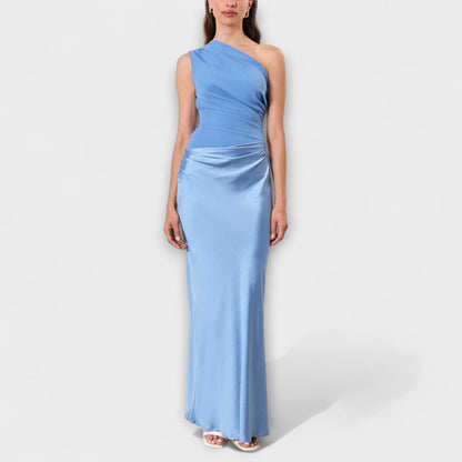 Lily | Elegante maxivestido plisado de un hombro