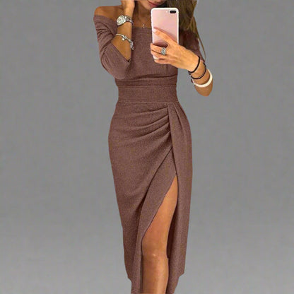Davida | Vestido brillante con elegante abertura en la cadera