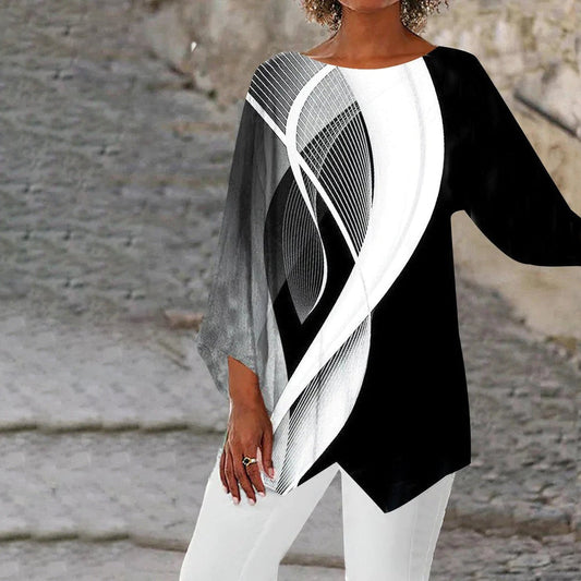 Top de mujer con diseño geométrico, ligero y versátil
