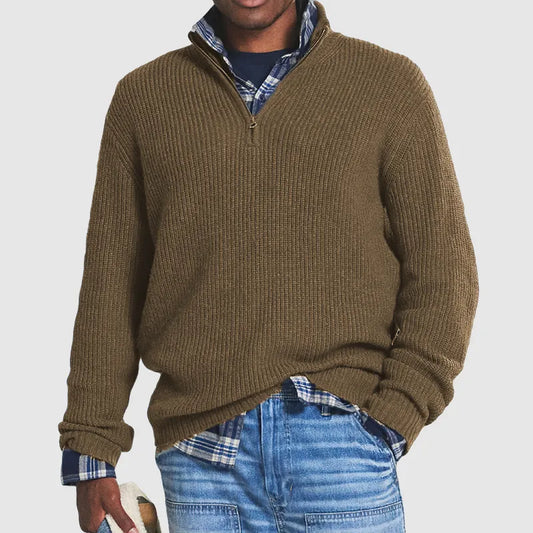 Elegante jersey con cremallera de mezcla de cachemira: cómodo y elegante