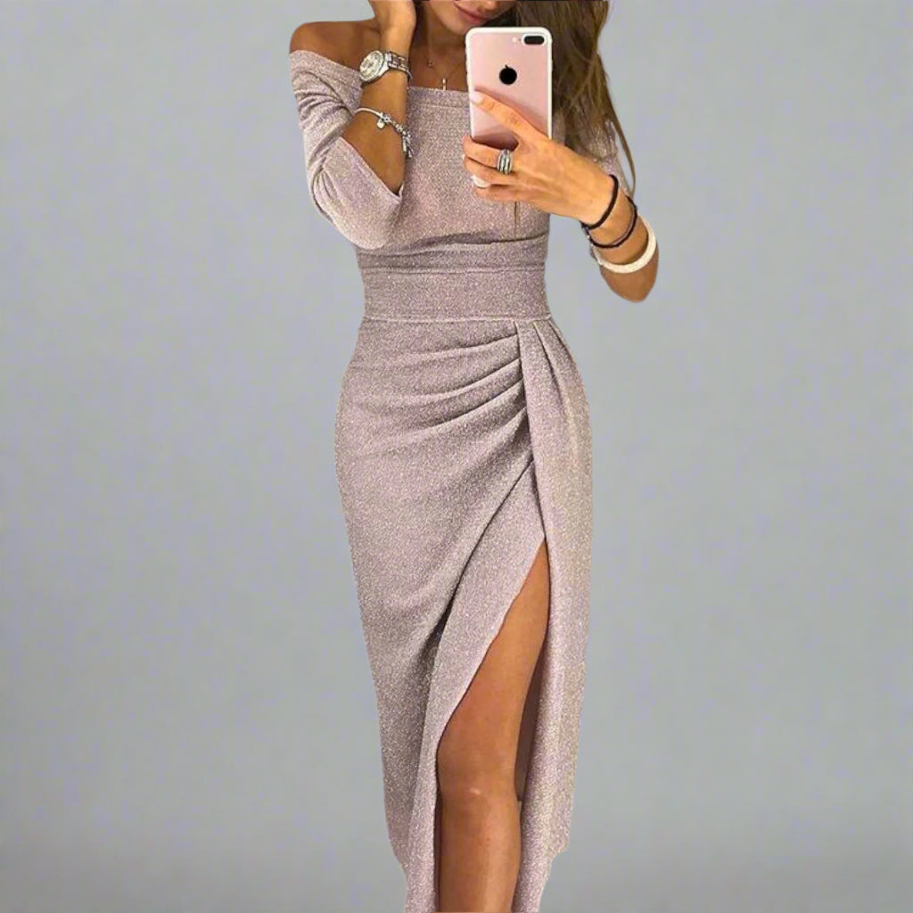 Davida | Vestido brillante con elegante abertura en la cadera